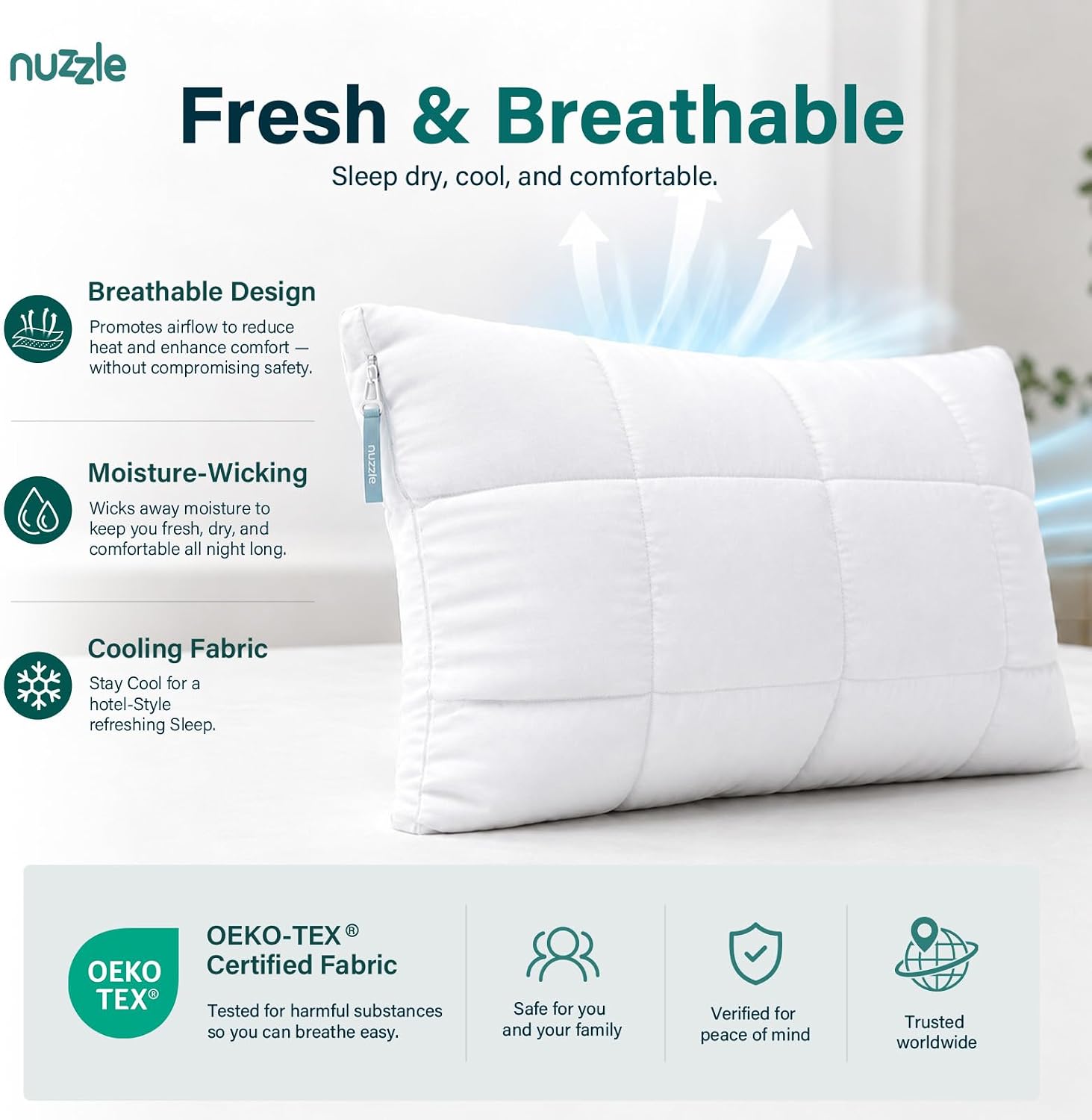 Nuzzle Pillow Queen Adjustable Neck Pillow,Soft Luxury Hotel Feel - Image 4