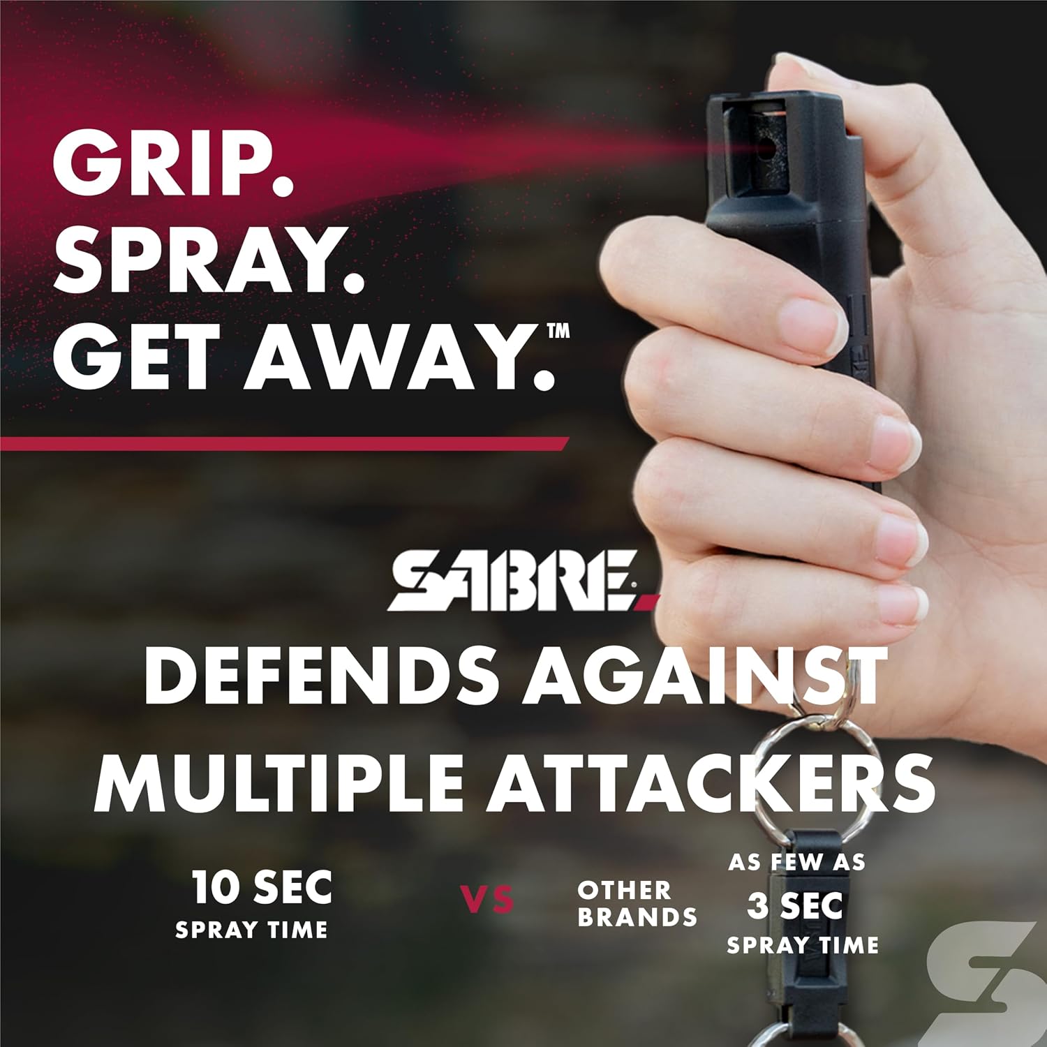 SABRE Personal Safety Kit with Pepper Spray and 2-in-1 Personal Alarm with LED Light, 0.54 fl oz, 25 Bursts,130dB Alarm, Audible Up to 1,250 Feet - Image 4